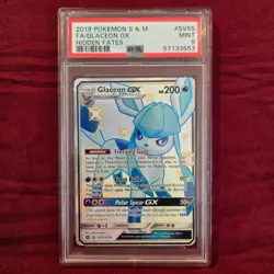 Pokemon Hidden Fates Eevee Evo Full Art Glaceon GX Card SV55 *MINT PSA 9* - Image 1