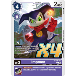 4x Impmon BT19-067 Release Special Booster 2.5 Common Digimon Card Game NM - Image 1