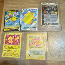 Pikachu Celebrations 5-Card Lot Flying/Surfing Pikachu VMAX, Greninja Promo - Image 1