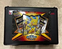 Pokemon TCG Pikachu V Collection Box Shining Fates 4 Booster Packs 25 Cards - Image 1