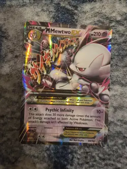Pokemon M Mega Mewtwo EX Ultra Rare Holo TCG Card 64/162 XY Breakthrough - Image 1