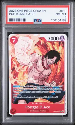 2023 ONE PIECE OP02-PARAMOUNT WAR #013 PORTGAS D. ACE PSA 8 - Image 1