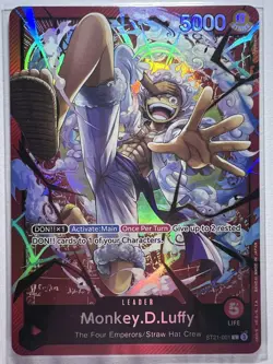 One Piece TCG ST21-001 Monkey D. Luffy Leader Parallel Gear 5 Foil English NM - Image 1