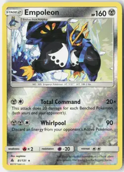 Empoleon 81/131 Rare Forbidden Light Pokemon Reverse Holo Near Mint - Image 1