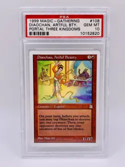 Diaochan Artful Beauty MTG 1999 P3K Portal Three Kingdoms PSA 10 Gem Mint - Image 1