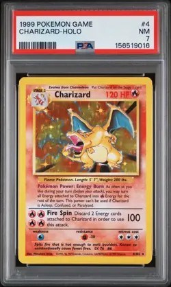 PSA 7 Charizard 4/102 Base Set Holo Pokemon Card WOTC 1999 - Near Mint - Image 1