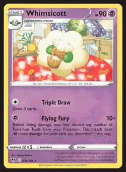 SWSH04: Vivid Voltage Whimsicott #076/185 Rare Pokemon Card - Image 1