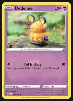 SWSH04: Vivid Voltage Dedenne #077/185 Common Pokemon Card - Image 1