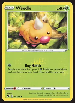 SWSH04: Vivid Voltage Weedle #001/185 Common Pokemon Card - Image 1