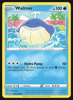 SWSH04: Vivid Voltage Wailmer #031/185 Common Pokemon Card - Image 1