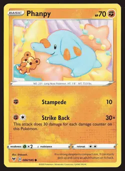 SWSH04: Vivid Voltage Phanpy #086/185 Common Pokemon Card - Image 1