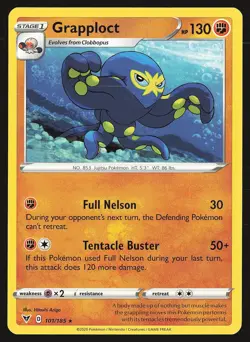 SWSH04: Vivid Voltage Grapploct #101/185 Rare Pokemon Card - Image 1