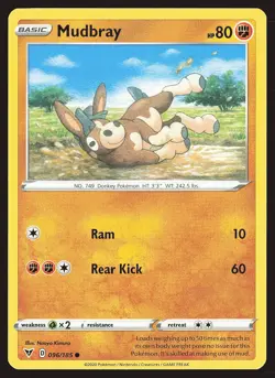 SWSH04: Vivid Voltage Mudbray #096/185 Common Pokemon Card - Image 1
