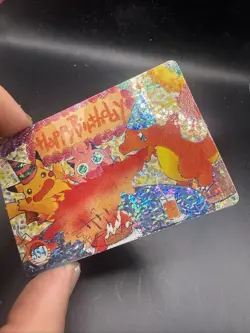 Rare Pokemon Charmander Prism Vending Machine Sticker Card Happy Birthday Holo - Image 2