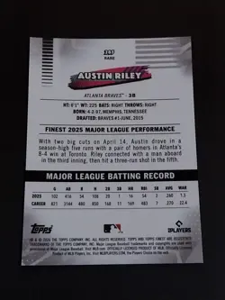 AUSTIN RILEY #23/30 SSP 2026 Topps Finest RARE White Mini Diamond Refractor #285 - Image 2
