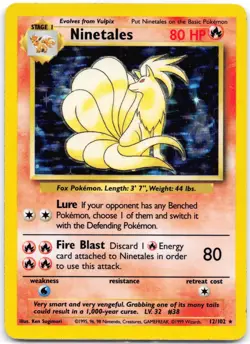 Ninetales 12/102 Holo Base Set Unlimited HP - Image 1