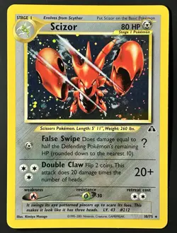 Scizor Neo Discovery 10/75 Unlimited Holo Rare WOTC Pokemon card LP - Image 1