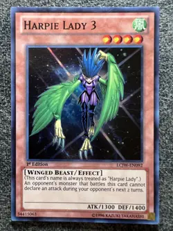 Yugioh Harpie Lady 3 LCJW-EN092 Super Rare 1st Edition NM - Image 1