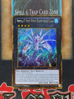 Yugioh Number 37: Hope Woven Dragon Spider Shark PGL3-EN007 Gold Secret 1st LP - Image 1