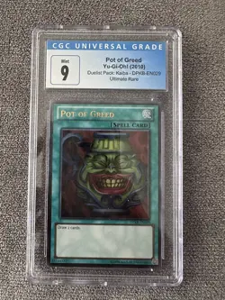 YuGiOh Pot of Greed ULTIMATE RARE cgc 9 MINT Duelist Pack Kaiba DPKB-EN029 2010 - Image 1