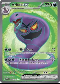 Arbok EX Holo Pokemon Card 185/165 Scarlet & Violet 151 Series - Image 1