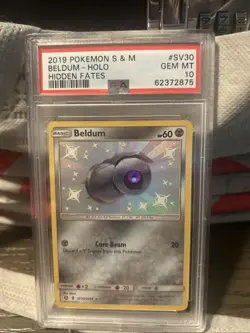 POKEMON 2019 Sun Moon Hidden Fates BELDUM Holo Shiny #SV30 PSA 10 Gem Mint - Image 1