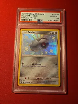 2019 Pokemon Sun & Moon Hidden Fates Holo #SV30 Shiny Beldum PSA 10 GEM MINT - Image 1
