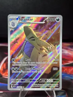 Pokemon TCG 2023 Sv02 Paldea Evolved Tyranitar Holo Rare Card 222/193 - Image 1