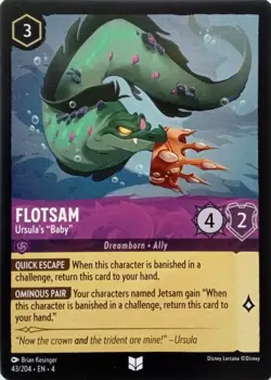 43/204 FLOTSAM URSULA'S "BABY" URSULAS RETURN UNCOMMON DISNEY LORCANA CARD - Image 1