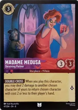 47/204 MADAME MEDUSA DECEIVING PARTNER EN8 UNCOMMON DISNEY LORCANA CARD - Image 1