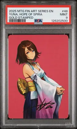 2025 MTG FINAL FANTASY ART SERIES GOLD STAMPED #48 YUNA, HOPE OF SPIRA PSA 10 - Image 1