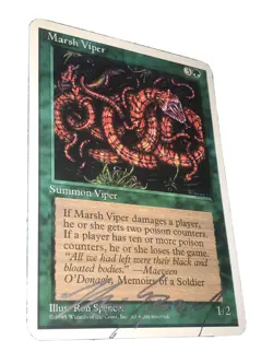 Marsh Viper 4th Edition Magic The Gathering MTG Card NM SIGNED - Image 1