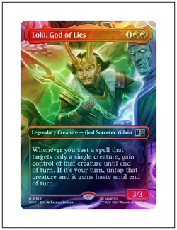 Loki, God of Lies, Borderless Foil, Marvel Super Heroes, Magic MTG NM - Image 1