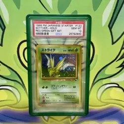PSA 10 Pokemon 1998 Japanese Red/Green (Starter Gift Set) Promo Scyther Holo 123 - Image 1