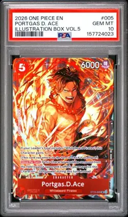 2026 One Piece IBV5 EN Portgas D. Ace PSA 10 GEM FULL ART Super Rare #005 - Image 1