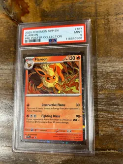 POKEMON 2025 Prismatic Evolutions Promo Poster Collection FLAREON #167 PSA 9 - Image 1