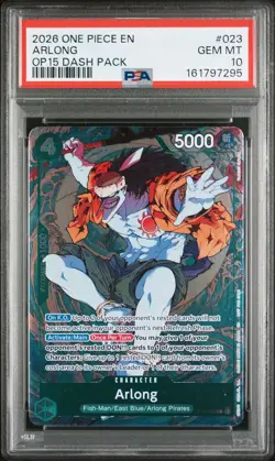 Arlong 2026 One Piece OP15 Dash Pack Rare #023 PSA 10 - Image 1