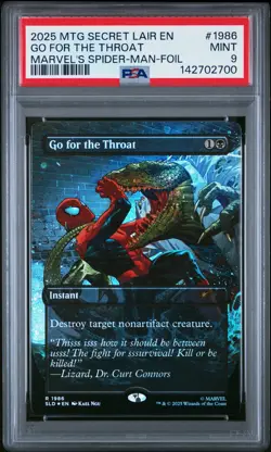 2025 MTG SECRET LAIR DROP #1986 GO FOR THE THROAT PSA 9 - Image 1