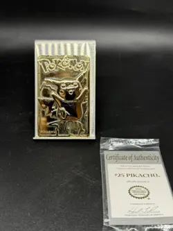 1999 Pokemon PIKACHU 23K Gold-Plated #25 Special Edition Trading Card W/ COA - Image 1