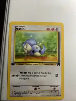 1st Edition Dratini - Vintage WotC 53/82 Team Rocket Pokemon Card - Image 3