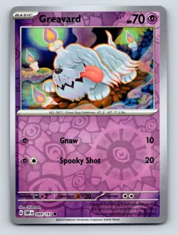Basic Greavard HP 70 Spooky Shot Attack Rarity Purple Mysterious Pokemon - Image 1
