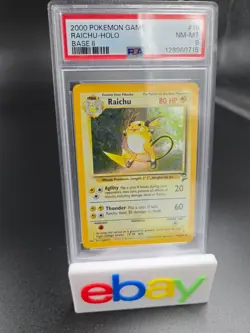 PSA 8 Raichu 16/130 HOLO Base Set 2 Pokemon Card NM - Image 1
