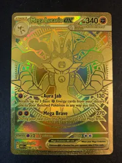 Mega Lucario ex 188/132 Me01: Mega Evolution Holo Gold Chase Card - Image 1