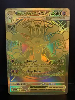 Mega Lucario ex 188/132 Me01: Mega Evolution Holo Gold Chase Card - Image 2