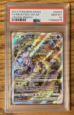 2023 POKEMON SWORD & SHIELD CROWN ZENITH #GG44 FULL ART/MEWTWO VSTAR PSA 10 - Image 1