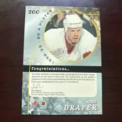 1998-99 Be A Player Autographs Gold #200 Kris Draper AUTO Red Wings - Image 2