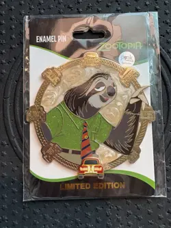 Disney Zootopia Flash Slothmore Pin 3” LE 300 Palm Pink A La Mode - Image 2
