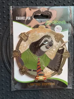 Disney Zootopia Flash Slothmore Pin 3” LE 300 Palm Pink A La Mode - Image 3