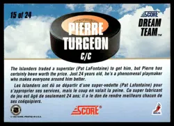 1993-94 Score Canadian Dream Team Pierre Turgeon New York Islanders #15 - Image 2