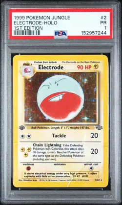 PSA 1 Electrode 1st edition jungle holo #2 1999 Pokemon WoTC PR - Image 1